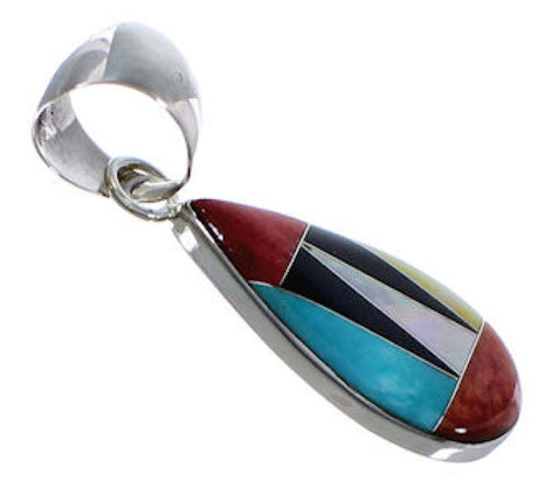 Genuine Sterling Silver Multicolor Southwest Pendant FX31589